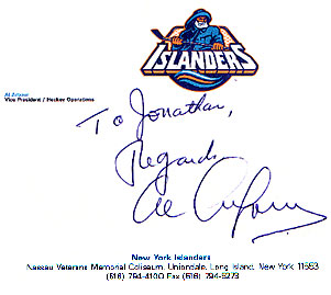Al Arbour Autograph