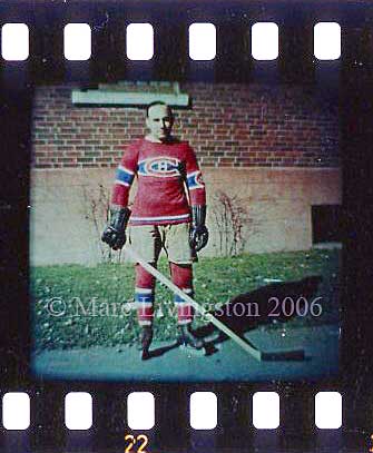 Howie Morenz colour slide glass plate